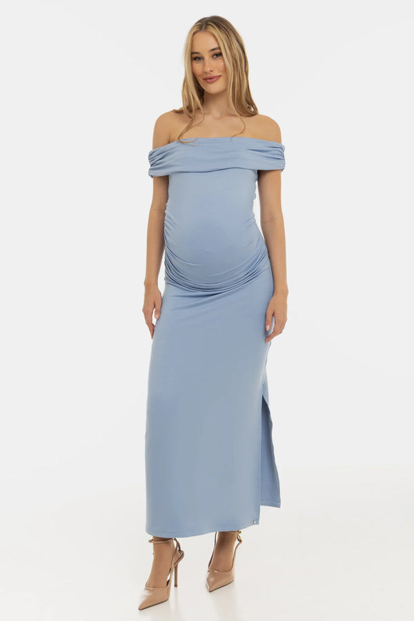 Επίσημο φόρεμα εγκυμοσύνης με σούρες - ανοιχτό μπλε - - soonMAMA - Η σωστή προσθήκη στην κομψή και άνετη εγκυμοσύνη! - Παλτά για έγκυες