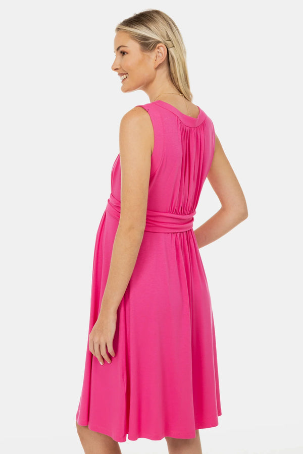 Κομψό φόρεμα εγκυμοσύνης με σούρες - κυκλάμινο - - soonMAMA - Η σωστή προσθήκη στην κομψή και άνετη εγκυμοσύνη! - Παλτά για έγκυες