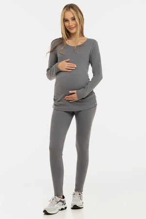 Βαμβακερό κολάν εγκυμοσύνης – γκρι - - soonMAMA - Η σωστή προσθήκη στην κομψή και άνετη εγκυμοσύνη! - Παλτά για έγκυες