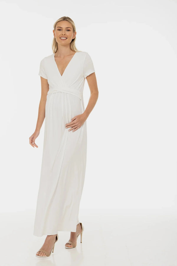 Νυφικό φόρεμα εγκυμοσύνης με διακοσμητική ζώνη – εκρού - - soonMAMA - Η σωστή προσθήκη στην κομψή και άνετη εγκυμοσύνη! - Παλτά για έγκυες