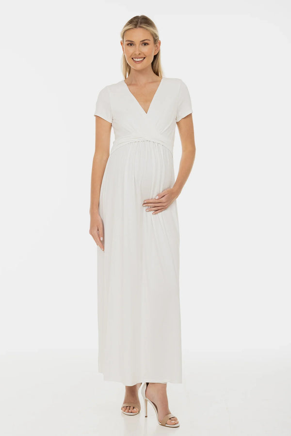 Νυφικό φόρεμα εγκυμοσύνης με διακοσμητική ζώνη – εκρού - - soonMAMA - Η σωστή προσθήκη στην κομψή και άνετη εγκυμοσύνη! - Παλτά για έγκυες