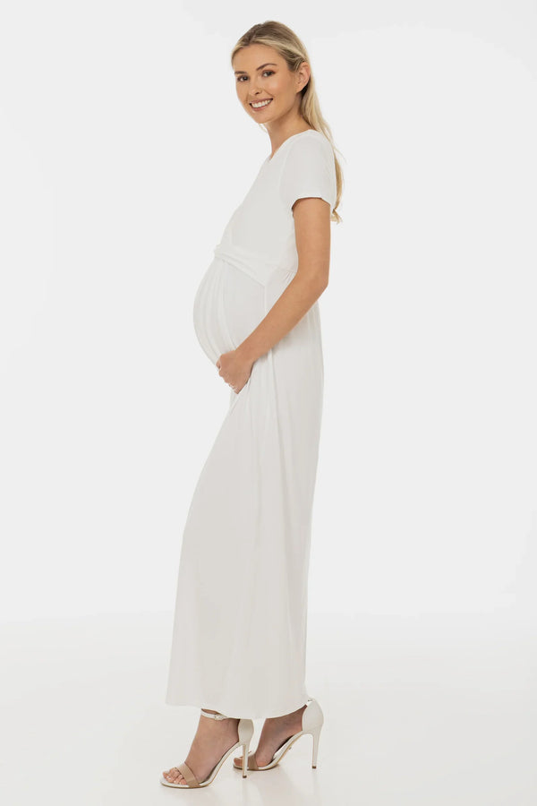 Νυφικό φόρεμα εγκυμοσύνης με διακοσμητική ζώνη – εκρού - - soonMAMA - Η σωστή προσθήκη στην κομψή και άνετη εγκυμοσύνη! - Παλτά για έγκυες