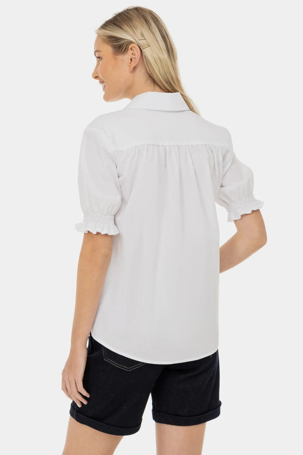 Βαμβακερό πουκάμισο εγκυμοσύνης και θηλασμού με φουσκωτά μανίκια - - soonMAMA - Η σωστή προσθήκη στην κομψή και άνετη εγκυμοσύνη! - Παλτά για έγκυες