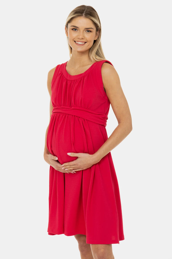 Κομψό φόρεμα εγκυμοσύνης με σούρες - κυκλάμινο - - soonMAMA - Η σωστή προσθήκη στην κομψή και άνετη εγκυμοσύνη! - Παλτά για έγκυες