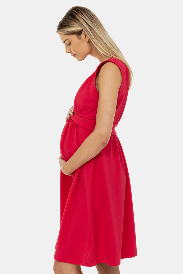 Κομψό φόρεμα εγκυμοσύνης με σούρες - κυκλάμινο - - soonMAMA - Η σωστή προσθήκη στην κομψή και άνετη εγκυμοσύνη! - Παλτά για έγκυες