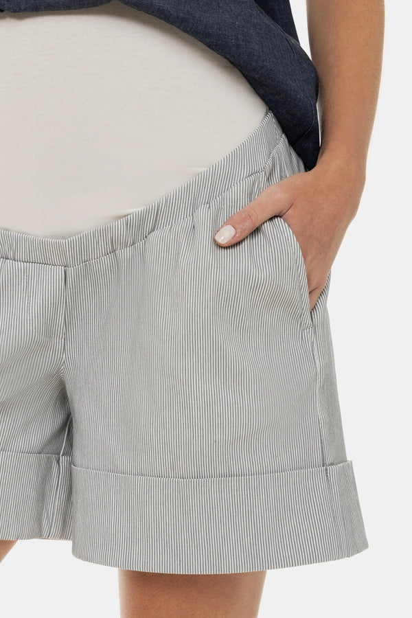 Ριγέ ελαστικά σορτς εγκυμοσύνης - - soonMAMA - Η σωστή προσθήκη στην κομψή και άνετη εγκυμοσύνη! - Παλτά για έγκυες