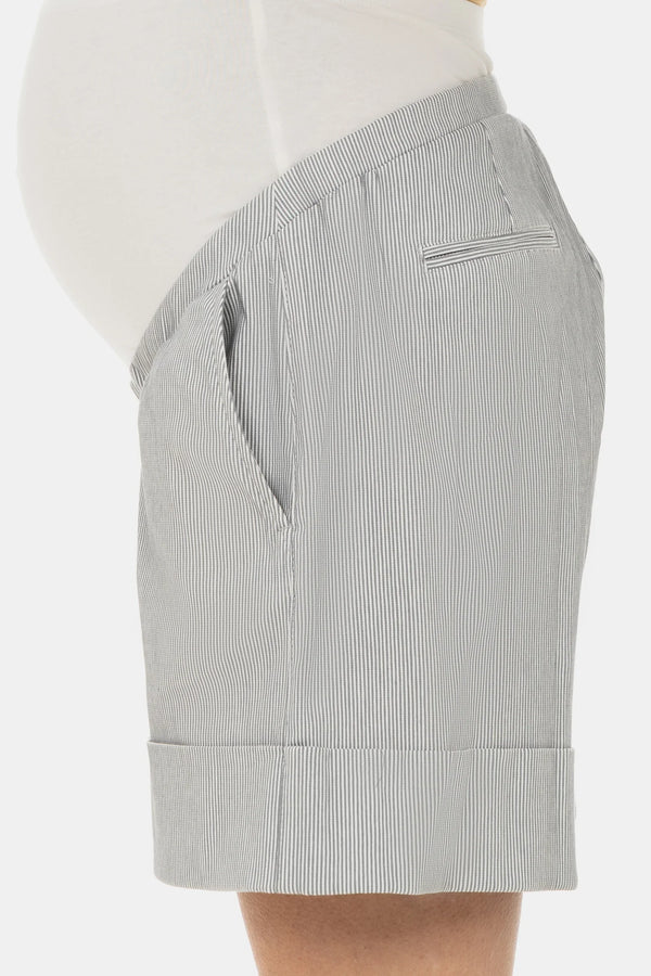 Ριγέ ελαστικά σορτς εγκυμοσύνης - - soonMAMA - Η σωστή προσθήκη στην κομψή και άνετη εγκυμοσύνη! - Παλτά για έγκυες