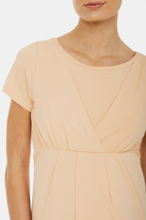 Απαλό νυχτικό εγκυμοσύνης και θηλασμού – σε ροδακινί απόχρωση - - soonMAMA - Η σωστή προσθήκη στην κομψή και άνετη εγκυμοσύνη! - Παλτά για έγκυες