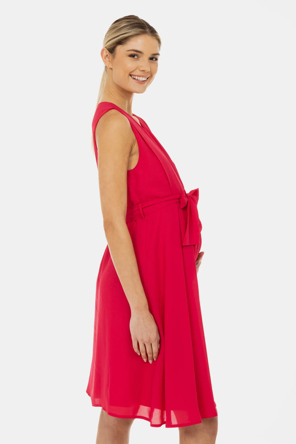 Επίσημο φόρεμα εγκυμοσύνης και θηλασμού με πλισέ λεπτομέρειες – σε κυκλάμινο χρώμα - - soonMAMA - Η σωστή προσθήκη στην κομψή και άνετη εγκυμοσύνη! - Παλτά για έγκυες