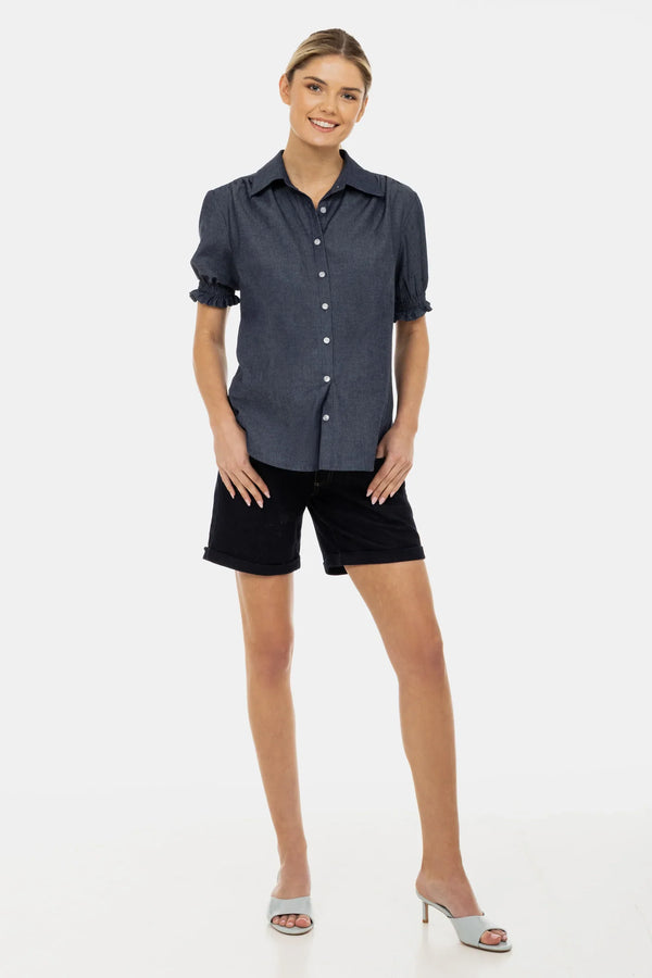 Τζιν σορτς εγκυμοσύνης με βαμβακερό άνω μέρος - Παντελόνι - soonMAMA - Η σωστή προσθήκη στην κομψή και άνετη εγκυμοσύνη! - Παλτά για έγκυες