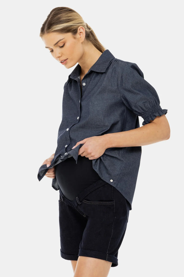 Τζιν σορτς εγκυμοσύνης με βαμβακερό άνω μέρος - Παντελόνι - soonMAMA - Η σωστή προσθήκη στην κομψή και άνετη εγκυμοσύνη! - Παλτά για έγκυες