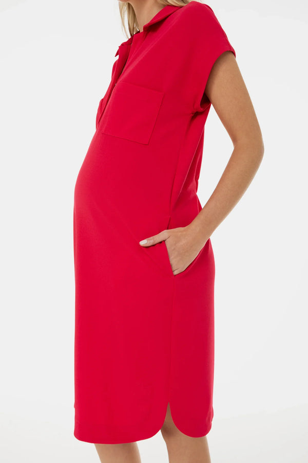 Φόρεμα-πουκάμισο εγκυμοσύνης με γιακά και τσέπες – φούξια - - soonMAMA - Η σωστή προσθήκη στην κομψή και άνετη εγκυμοσύνη! - Παλτά για έγκυες