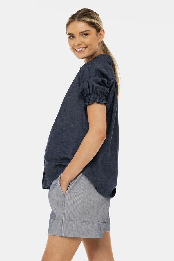 Ριγέ σορτς εγκυμοσύνης - - soonMAMA - Η σωστή προσθήκη στην κομψή και άνετη εγκυμοσύνη! - Παλτά για έγκυες