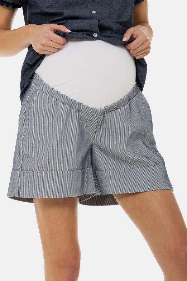 Ριγέ σορτς εγκυμοσύνης - - soonMAMA - Η σωστή προσθήκη στην κομψή και άνετη εγκυμοσύνη! - Παλτά για έγκυες