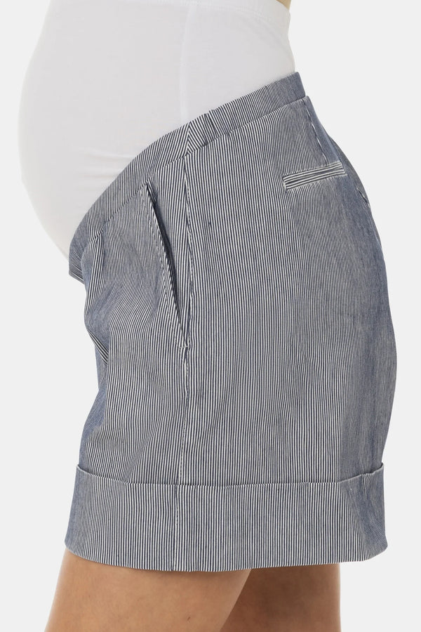 Ριγέ σορτς εγκυμοσύνης - - soonMAMA - Η σωστή προσθήκη στην κομψή και άνετη εγκυμοσύνη! - Παλτά για έγκυες