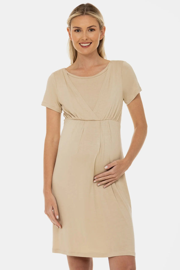 Νυχτικό εγκυμοσύνης και θηλασμού – ανοιχτό μπεζ - - soonMAMA - Η σωστή προσθήκη στην κομψή και άνετη εγκυμοσύνη! - Παλτά για έγκυες