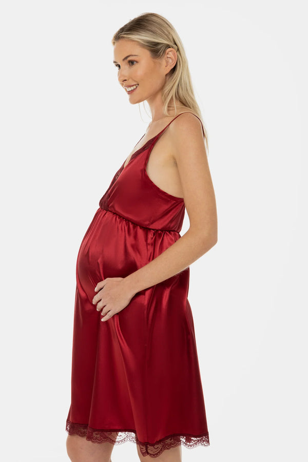 Σατέν νυχτικό εγκυμοσύνης και θηλασμού - μπορντό - - soonMAMA - Η σωστή προσθήκη στην κομψή και άνετη εγκυμοσύνη! - Παλτά για έγκυες