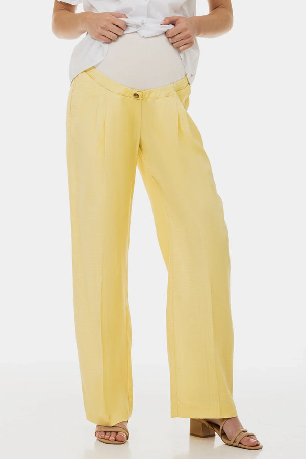 Κοφτό παντελόνι εγκυμοσύνης με πιέτες - ανοιχτό κίτρινο - - soonMAMA - Η σωστή προσθήκη στην κομψή και άνετη εγκυμοσύνη! - Παλτά για έγκυες