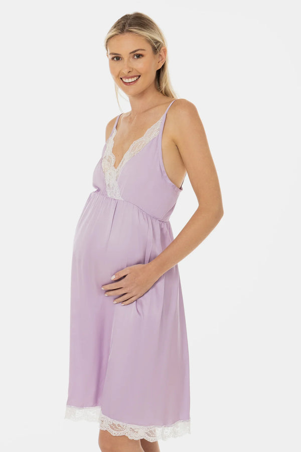 Σατέν νυχτικό εγκυμοσύνης και θηλασμού με δαντέλα - - soonMAMA - Η σωστή προσθήκη στην κομψή και άνετη εγκυμοσύνη! - Παλτά για έγκυες