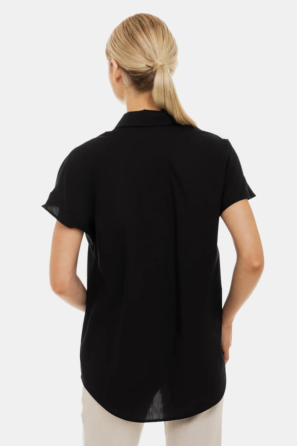 Καλοκαιρινό βαμβακερό πουκάμισο εγκυμοσύνης και θηλασμού - μαύρη