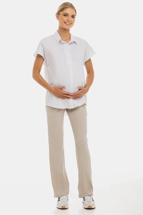 Καλοκαιρινό βαμβακερό πουκάμισο εγκυμοσύνης και θηλασμού – λευκό - - soonMAMA - Η σωστή προσθήκη στην κομψή και άνετη εγκυμοσύνη! - Παλτά για έγκυες