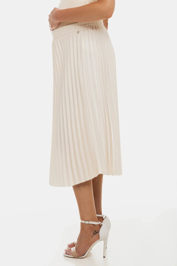 Σατέν πλισέ φούστα εγκυμοσύνης - κρεμ - - soonMAMA - Η σωστή προσθήκη στην κομψή και άνετη εγκυμοσύνη! - Παλτά για έγκυες