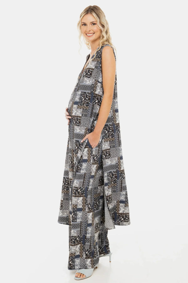 Καφτάνι εγκυμοσύνης για την παραλία με γεωμετρικό σχέδιο - - soonMAMA - Η σωστή προσθήκη στην κομψή και άνετη εγκυμοσύνη! - Παλτά για έγκυες