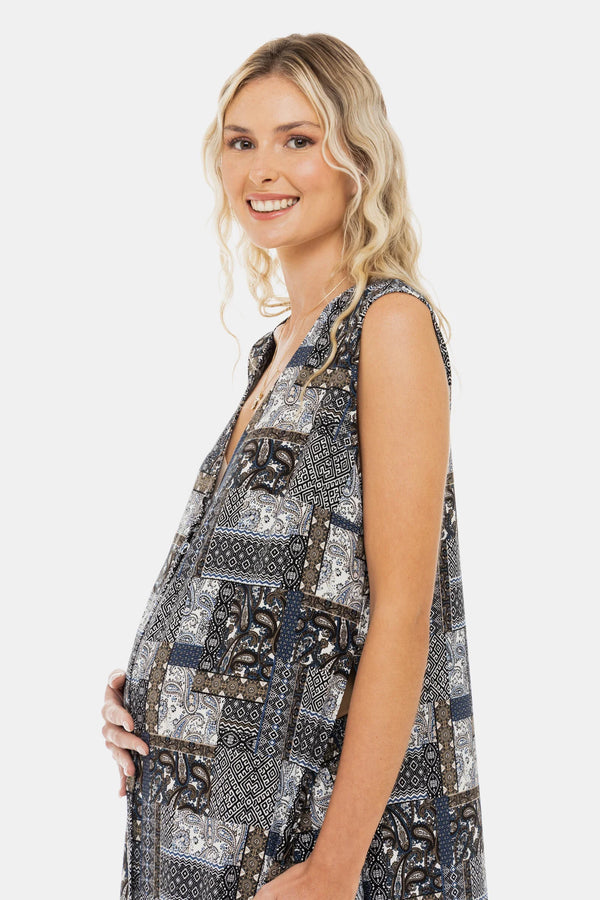 Καφτάνι εγκυμοσύνης για την παραλία με γεωμετρικό σχέδιο - - soonMAMA - Η σωστή προσθήκη στην κομψή και άνετη εγκυμοσύνη! - Παλτά για έγκυες