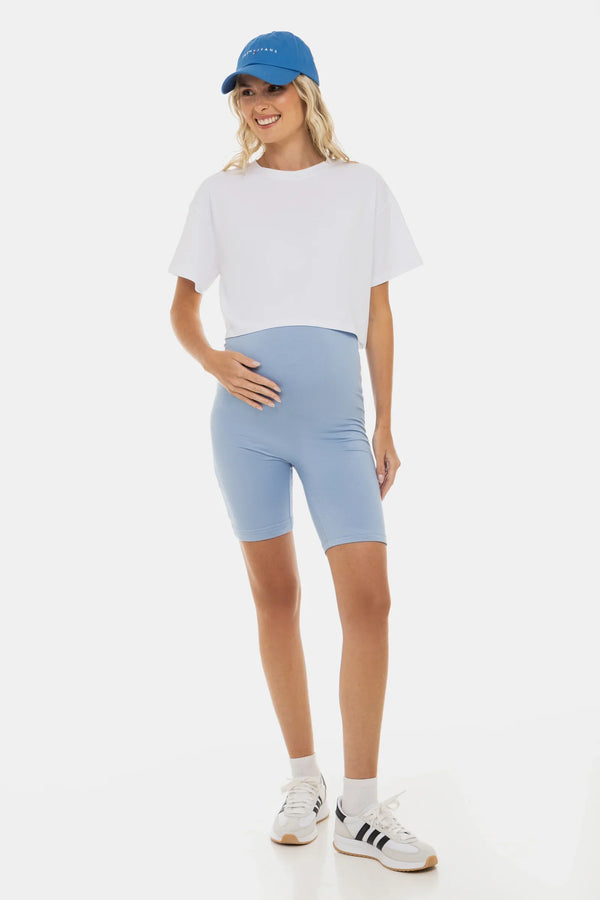 Μαλακό διπλό κολάν εγκυμοσύνης - γαλάζιο - - soonMAMA - Η σωστή προσθήκη στην κομψή και άνετη εγκυμοσύνη! - Παλτά για έγκυες