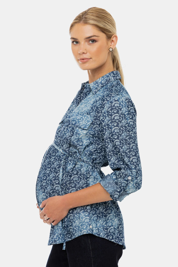 Βαμβακερό πουκάμισο εγκυμοσύνης και θηλασμού με σχέδιο - - soonMAMA - Η σωστή προσθήκη στην κομψή και άνετη εγκυμοσύνη! - Παλτά για έγκυες