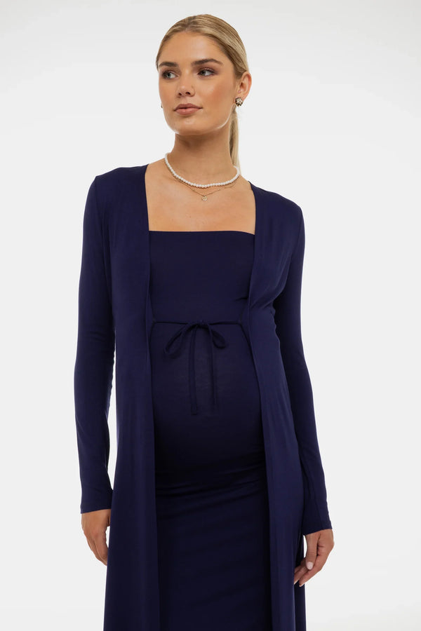 Σετ φόρεμα και ζακέτα εγκυμοσύνης - σκούρο μπλε - - soonMAMA - Η σωστή προσθήκη στην κομψή και άνετη εγκυμοσύνη! - Παλτά για έγκυες