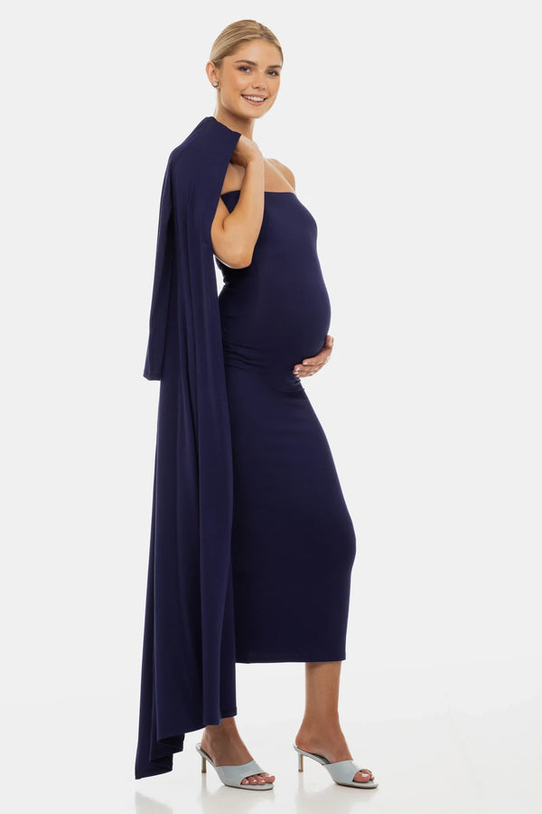 Σετ φόρεμα και ζακέτα εγκυμοσύνης - σκούρο μπλε - - soonMAMA - Η σωστή προσθήκη στην κομψή και άνετη εγκυμοσύνη! - Παλτά για έγκυες