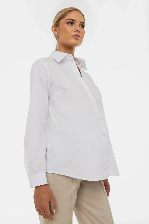 Βαμβακερό πουκάμισο 2 σε 1 εγκυμοσύνης και θηλασμού – λευκό - - soonMAMA - Η σωστή προσθήκη στην κομψή και άνετη εγκυμοσύνη! - Παλτά για έγκυες