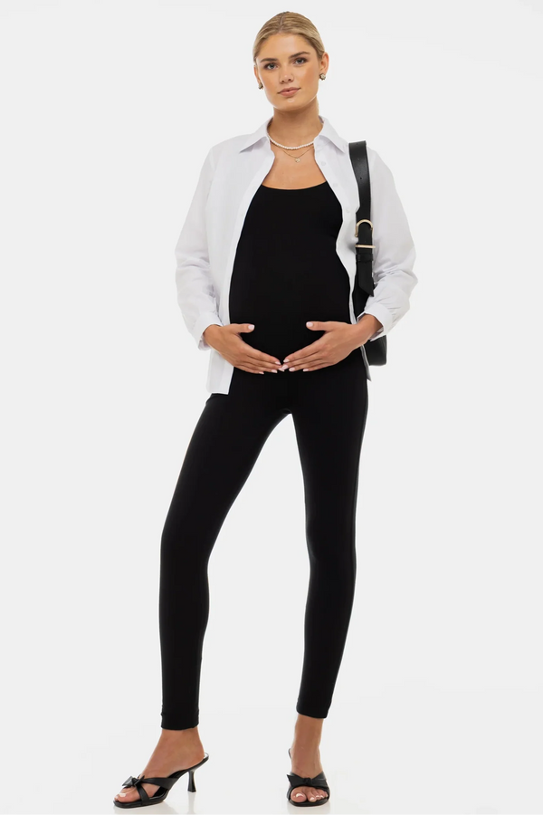 Βαμβακερή διπλή ολόσωμη φόρμα εγκυμοσύνης – μαύρος - - soonMAMA - Η σωστή προσθήκη στην κομψή και άνετη εγκυμοσύνη! - Παλτά για έγκυες