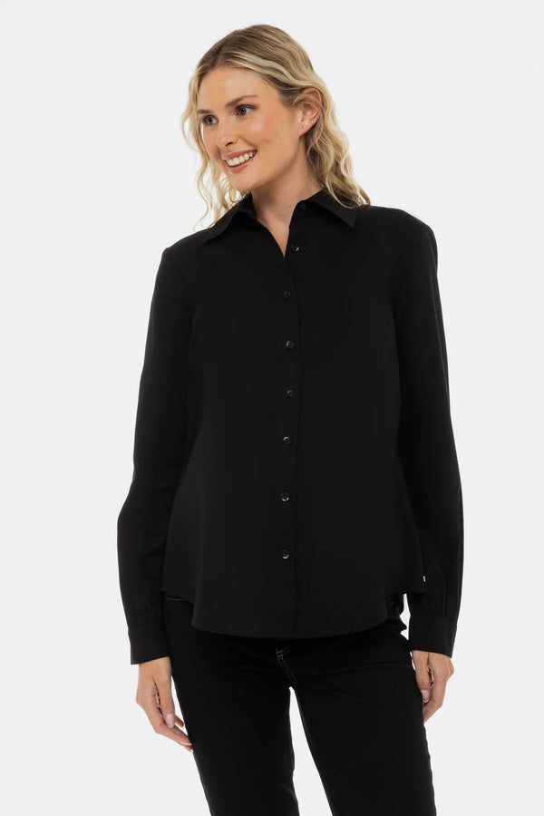 Βαμβακερό πουκάμισο 2 σε 1 εγκυμοσύνης και θηλασμού – μαύρο - - soonMAMA - Η σωστή προσθήκη στην κομψή και άνετη εγκυμοσύνη! - Παλτά για έγκυες