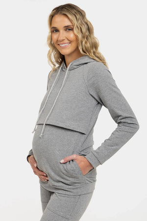 Βαμβακερό φούτερ εγκυμοσύνης και θηλασμού - γκρί - - soonMAMA - Η σωστή προσθήκη στην κομψή και άνετη εγκυμοσύνη! - Παλτά για έγκυες