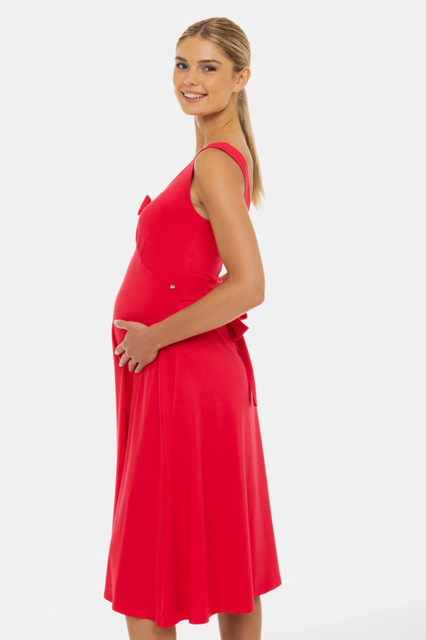 Αέρινο φόρεμα εγκυμοσύνης με σούρες και φιόγκο – φούξια - - soonMAMA - Η σωστή προσθήκη στην κομψή και άνετη εγκυμοσύνη! - Παλτά για έγκυες