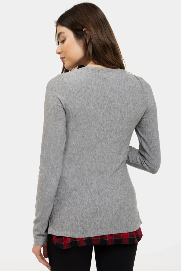 Μπλούζα εγκυμοσύνης και θηλασμού με καρό κάτω μέρος