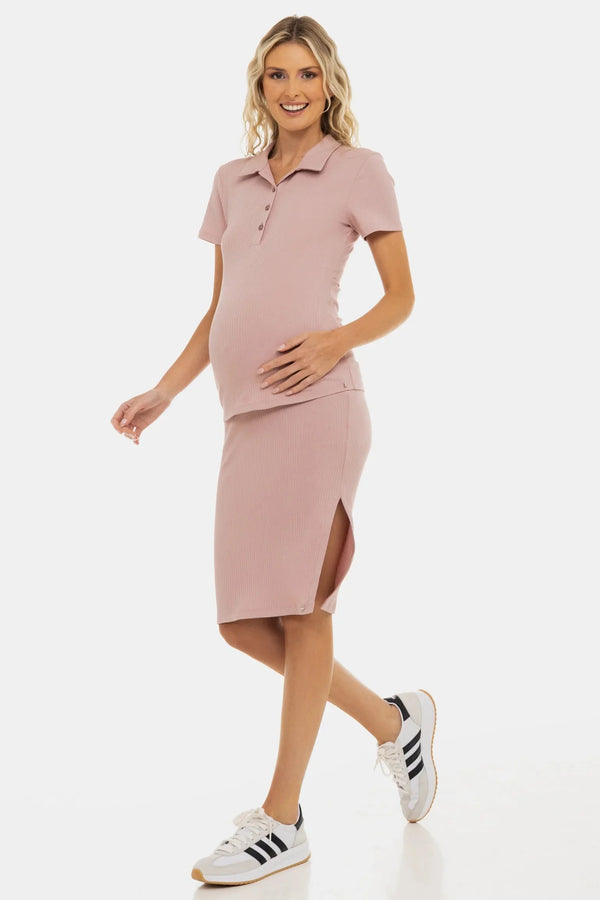 Μίντι pencil φούστα εγκυμοσύνης από ριμπ ζέρσεϊ – πουδρέ