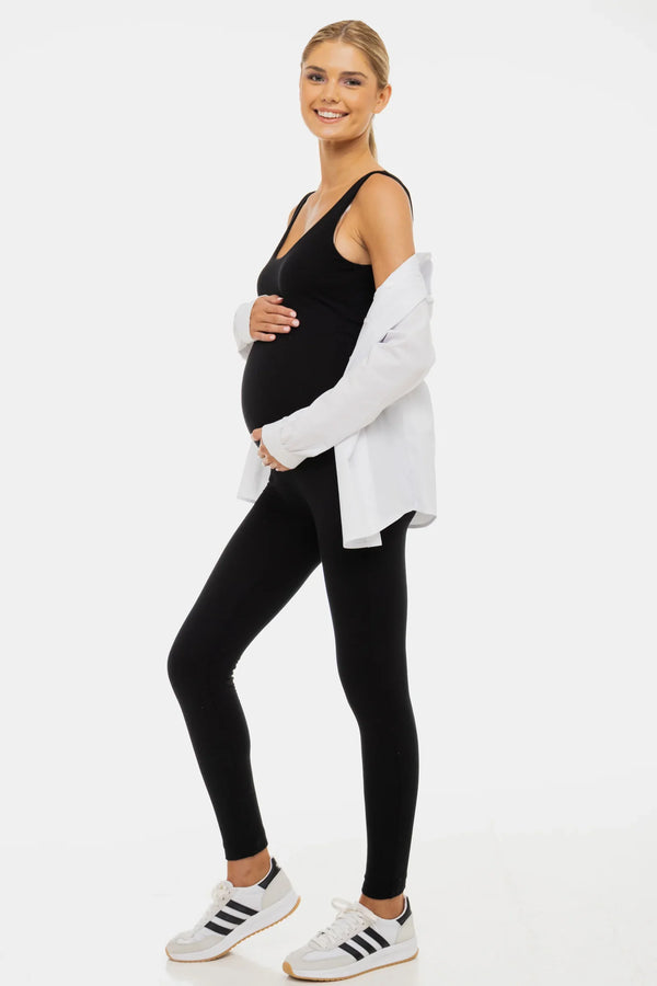 Βαμβακερή διπλή ολόσωμη φόρμα εγκυμοσύνης – μαύρος - - soonMAMA - Η σωστή προσθήκη στην κομψή και άνετη εγκυμοσύνη! - Παλτά για έγκυες
