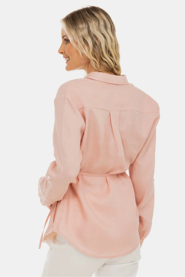 Λινό πουκάμισο εγκυμοσύνης και θηλασμού – ροζ - - soonMAMA - Η σωστή προσθήκη στην κομψή και άνετη εγκυμοσύνη! - Παλτά για έγκυες