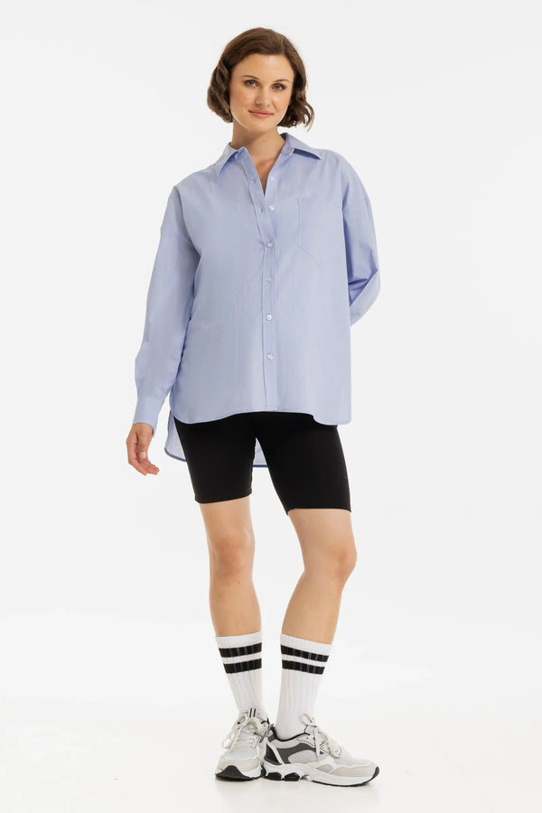 Oversized βαμβακερό ριγέ πουκάμισο εγκυμοσύνης και θηλασμού