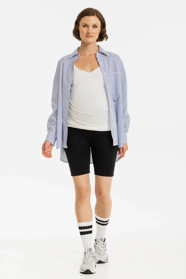 Oversized βαμβακερό ριγέ πουκάμισο εγκυμοσύνης και θηλασμού