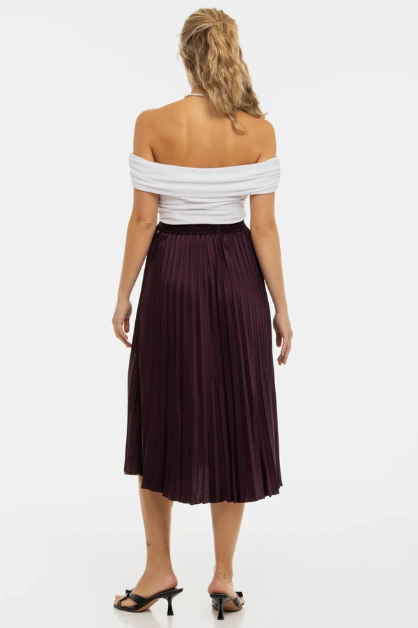 Σατέν πλισέ φούστα εγκυμοσύνης - μπορντό - - soonMAMA - Η σωστή προσθήκη στην κομψή και άνετη εγκυμοσύνη! - Παλτά για έγκυες