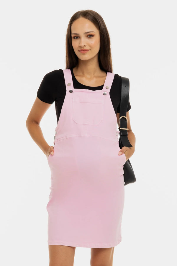 Ροζ βαμβακερό φόρεμα σαλοπέτα εγκυμοσύνης και θηλασμού - - soonMAMA - Η σωστή προσθήκη στην κομψή και άνετη εγκυμοσύνη! - Παλτά για έγκυες