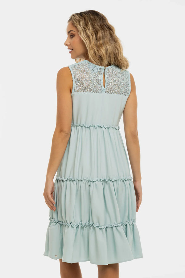 Αέρινο φόρεμα εγκυμοσύνης με δαντελένιες λεπτομέρειες – ανοιχτό γαλάζιο