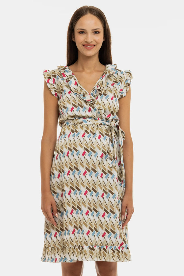 Σατέν φόρεμα εγκυμοσύνης και θηλασμού με βολάν - - soonMAMA - Η σωστή προσθήκη στην κομψή και άνετη εγκυμοσύνη! - Παλτά για έγκυες