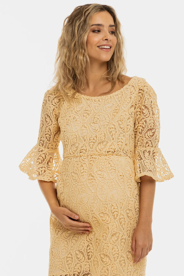 Επίσημο δαντελένιο φόρεμα εγκυμοσύνης – κρεμ - - soonMAMA - Η σωστή προσθήκη στην κομψή και άνετη εγκυμοσύνη! - Παλτά για έγκυες