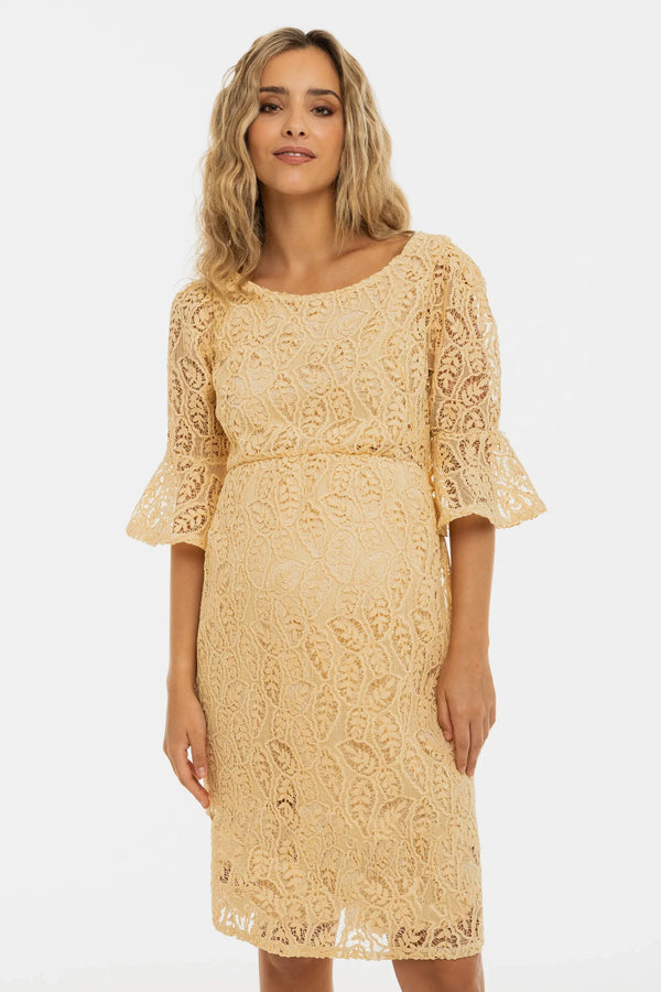 Επίσημο δαντελένιο φόρεμα εγκυμοσύνης – κρεμ - - soonMAMA - Η σωστή προσθήκη στην κομψή και άνετη εγκυμοσύνη! - Παλτά για έγκυες