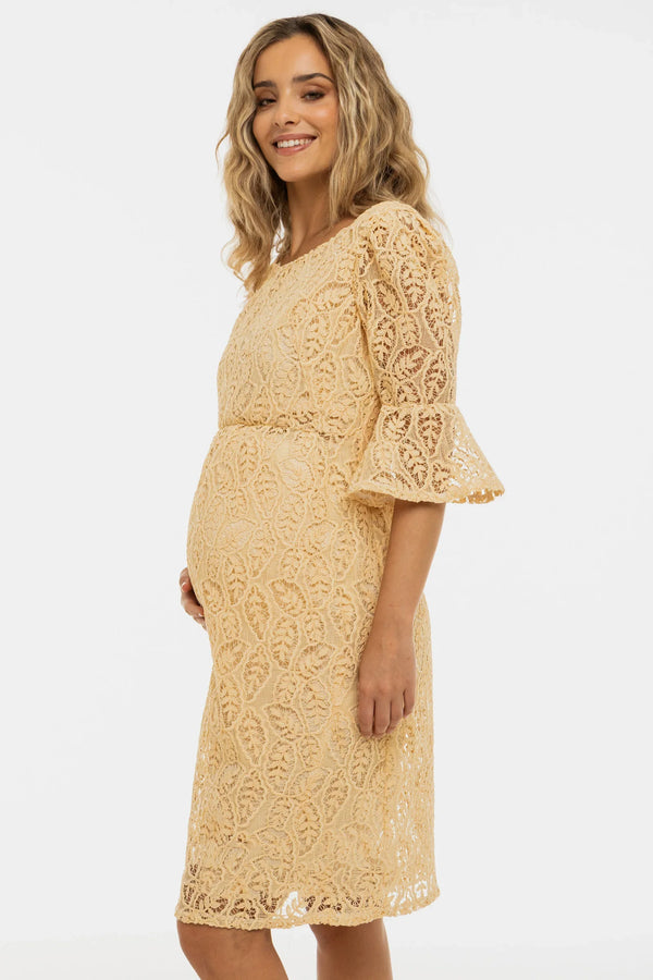 Επίσημο δαντελένιο φόρεμα εγκυμοσύνης – κρεμ - - soonMAMA - Η σωστή προσθήκη στην κομψή και άνετη εγκυμοσύνη! - Παλτά για έγκυες